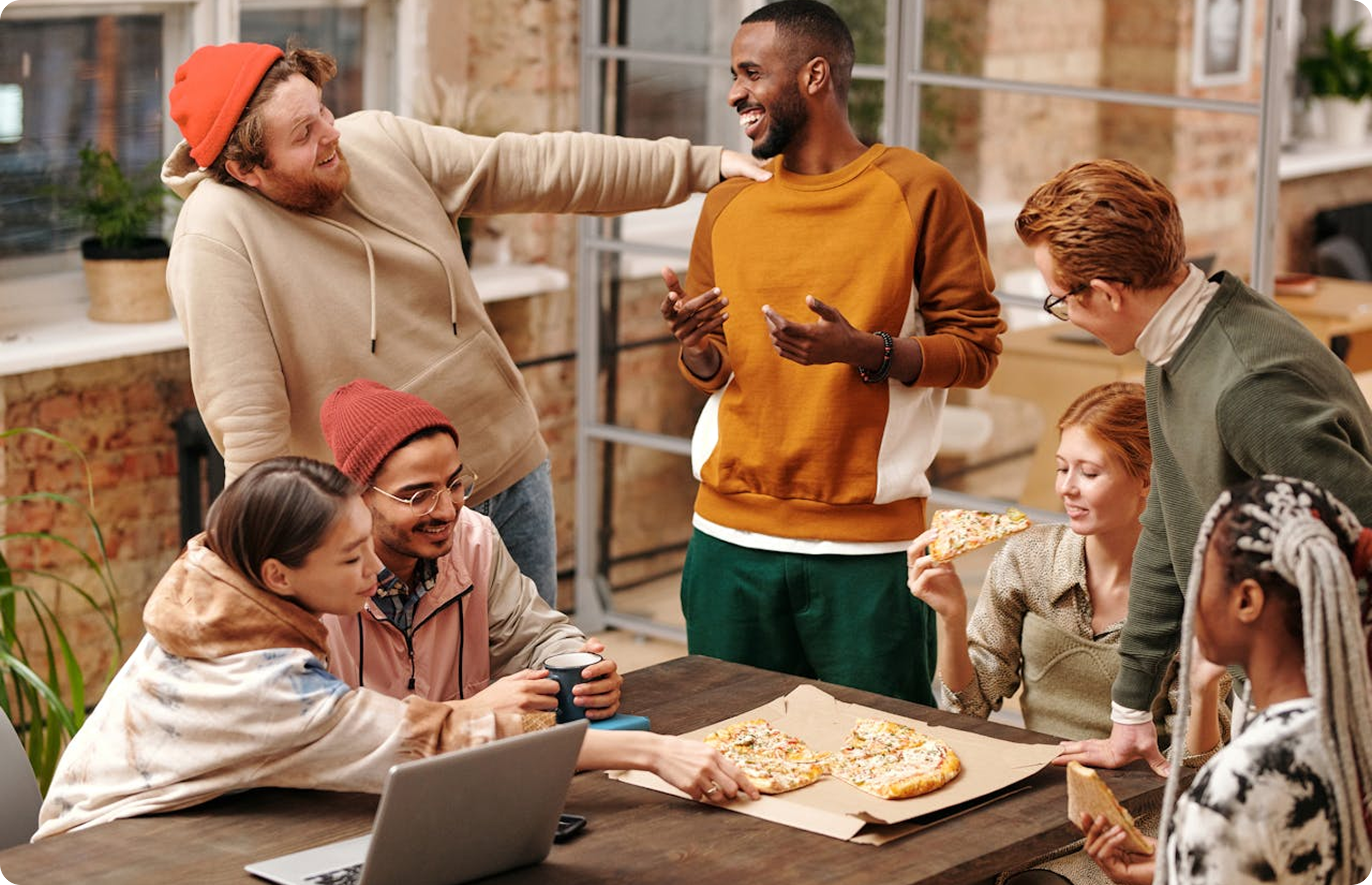 Happy customers enjoying food delivery from local restaurants